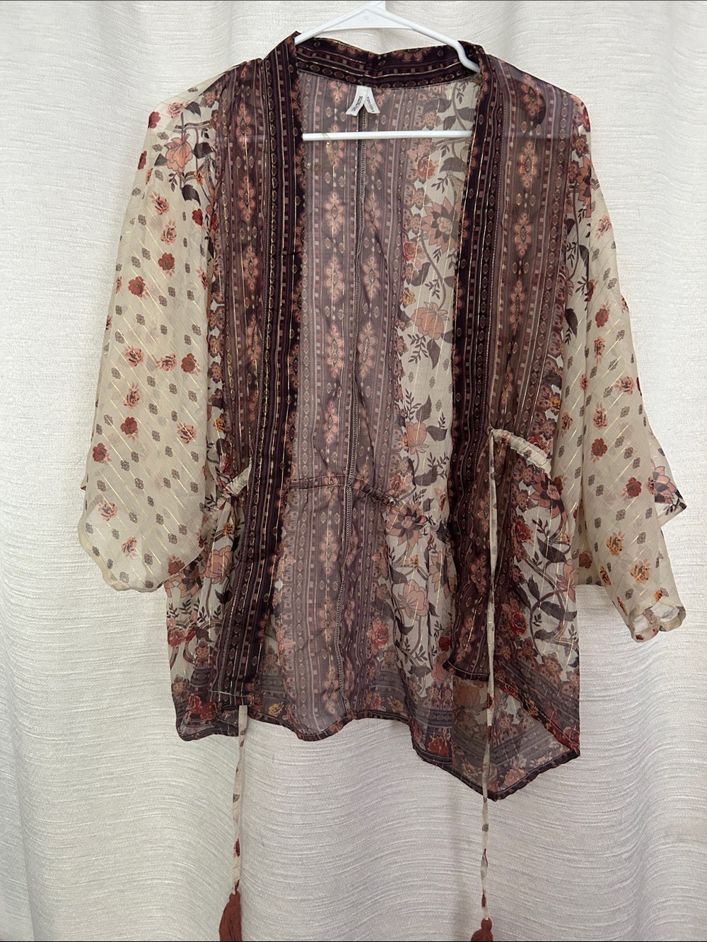 Live 4 Truth Sheer Floral Boho Tunic - Brown & Cream